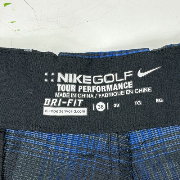 Nike Golf Tour Performance Dri-Fit Men's Blue Plaid Shorts - Picture 3 of 11